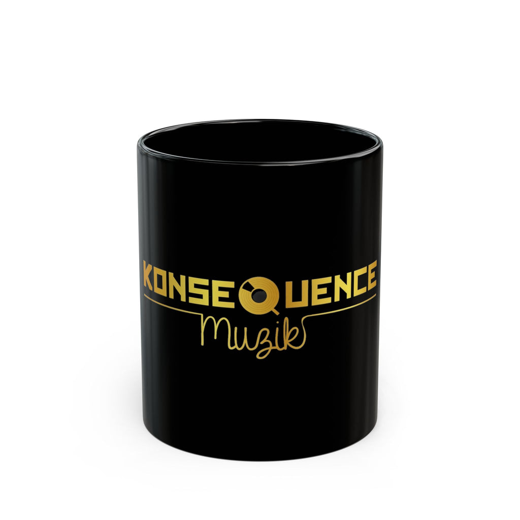 Konsequence Muzik — Gold Logo Mug (Black, 11oz)