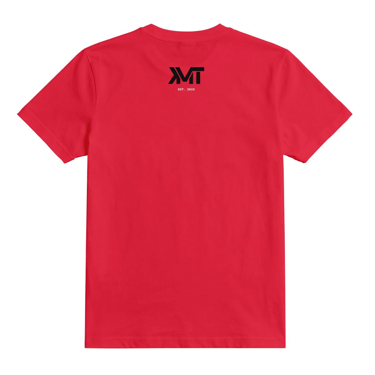 KMT Social Klub Bay Nine red tee, back EST. 2023 monogram
