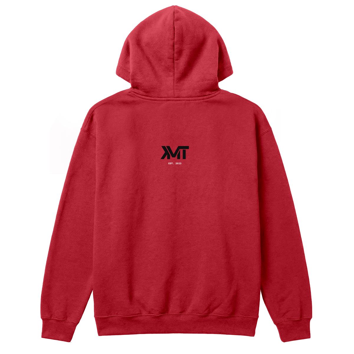 KMT Social Klub Bay Nine red hoodie, back EST. 2023 monogram